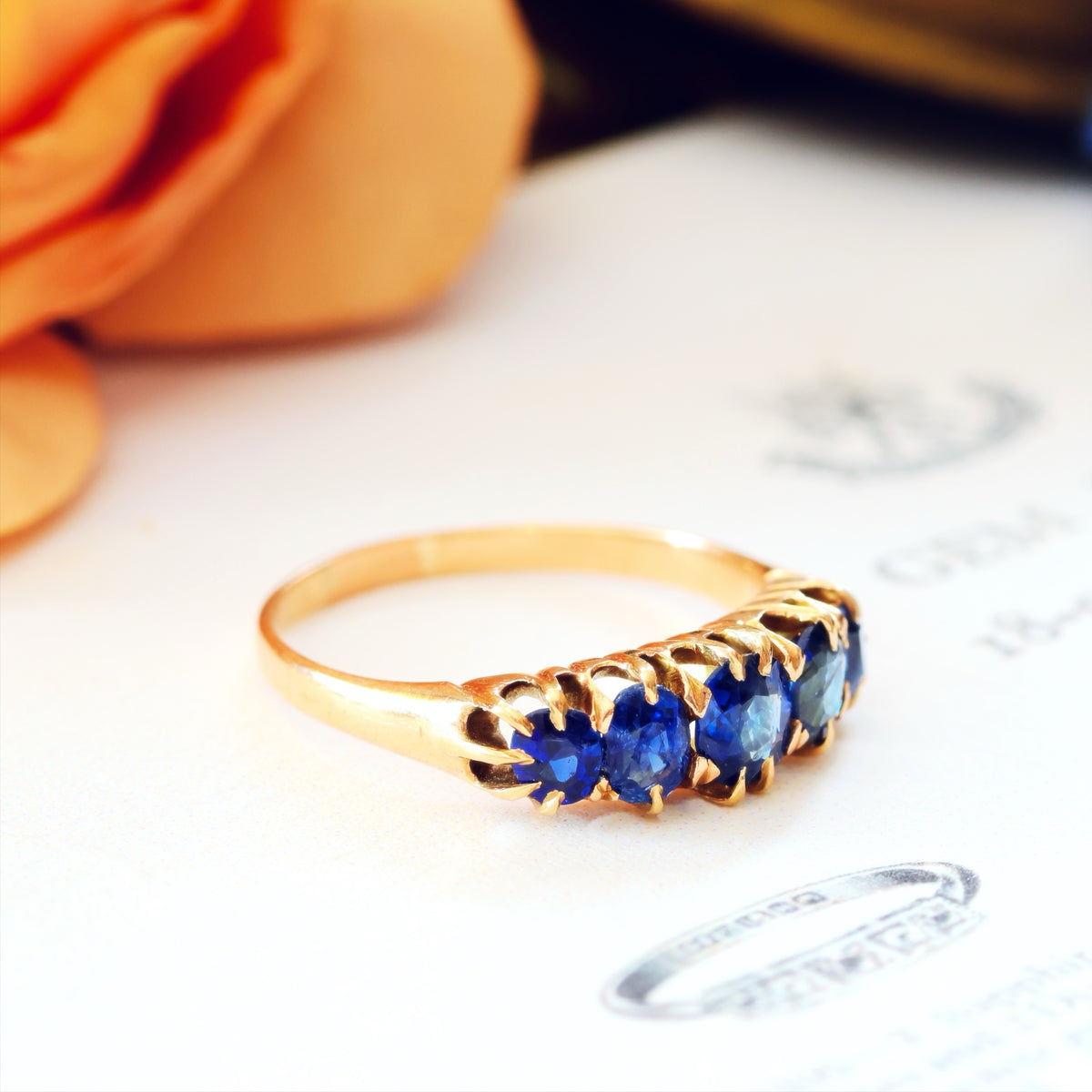 Wondrous Sparkling Midnight Blue Sapphire Engagement Ring