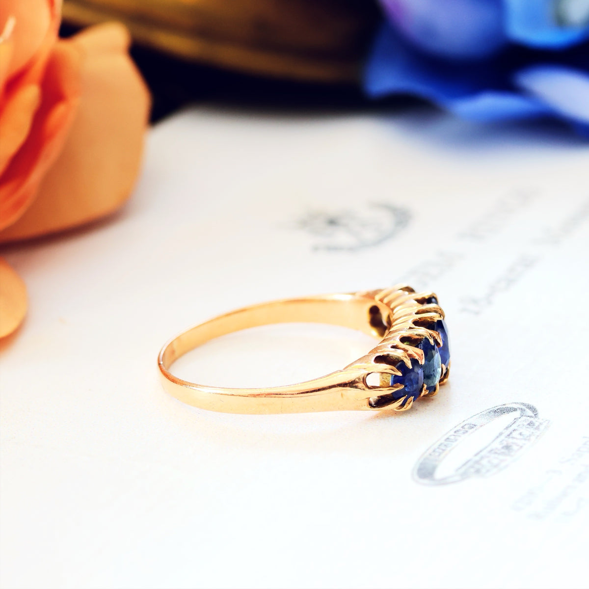 Wondrous Sparkling Midnight Blue Sapphire Engagement Ring