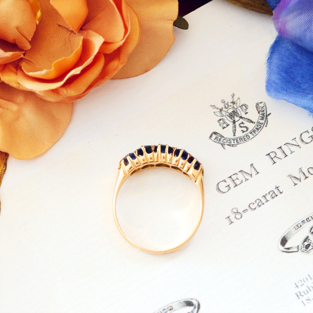 Wondrous Sparkling Midnight Blue Sapphire Engagement Ring