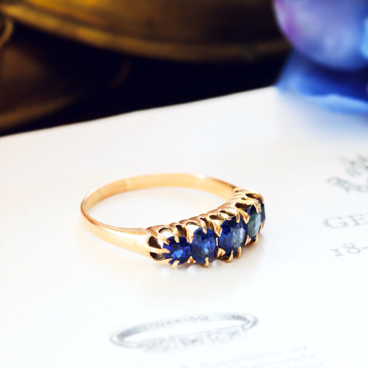 Wondrous Sparkling Midnight Blue Sapphire Engagement Ring