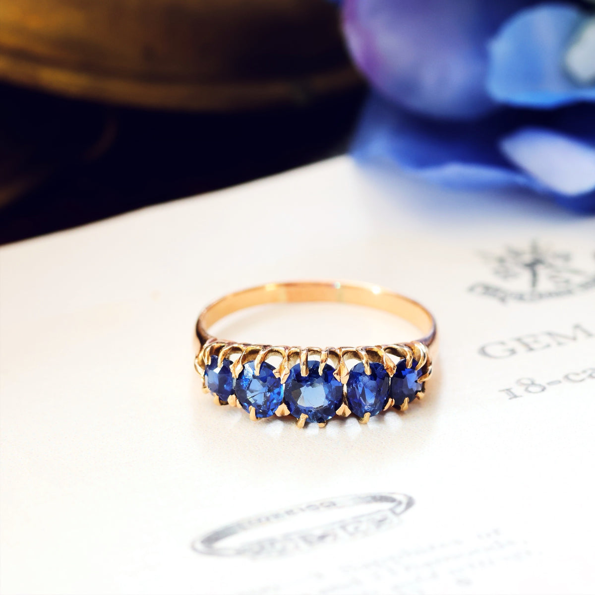 Wondrous Sparkling Midnight Blue Sapphire Engagement Ring
