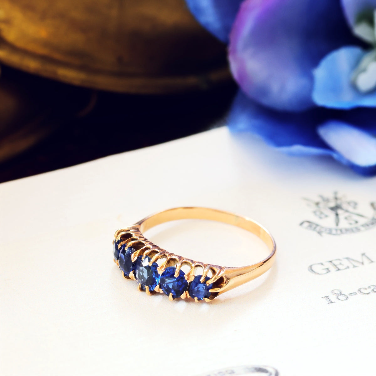 Wondrous Sparkling Midnight Blue Sapphire Engagement Ring
