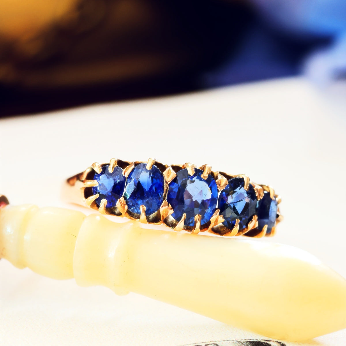 Wondrous Sparkling Midnight Blue Sapphire Engagement Ring