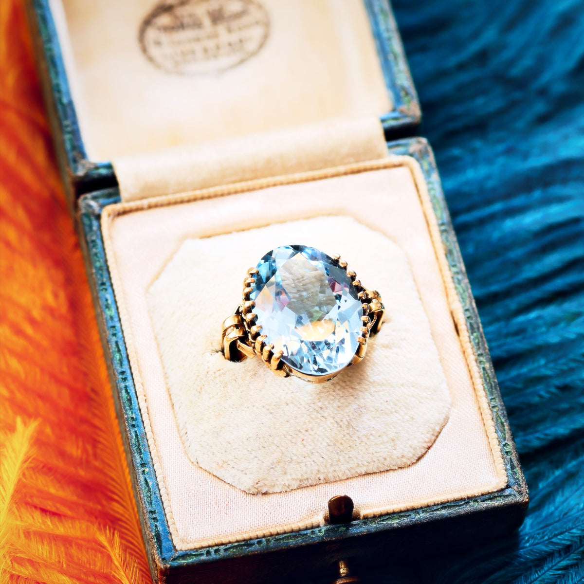 Vintage Specimen Lilac Blue Spinel Cocktail Ring