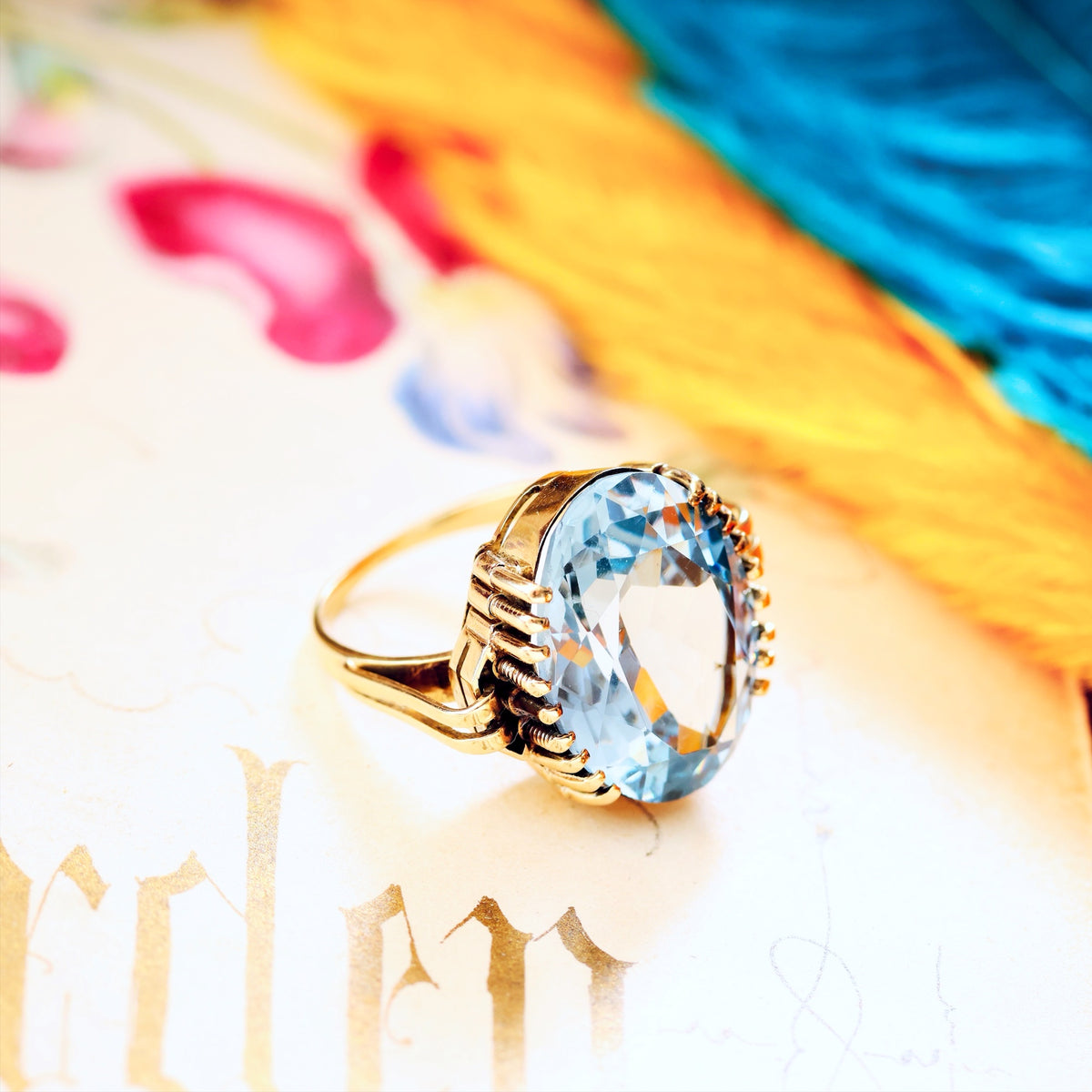 Vintage Specimen Lilac Blue Spinel Cocktail Ring