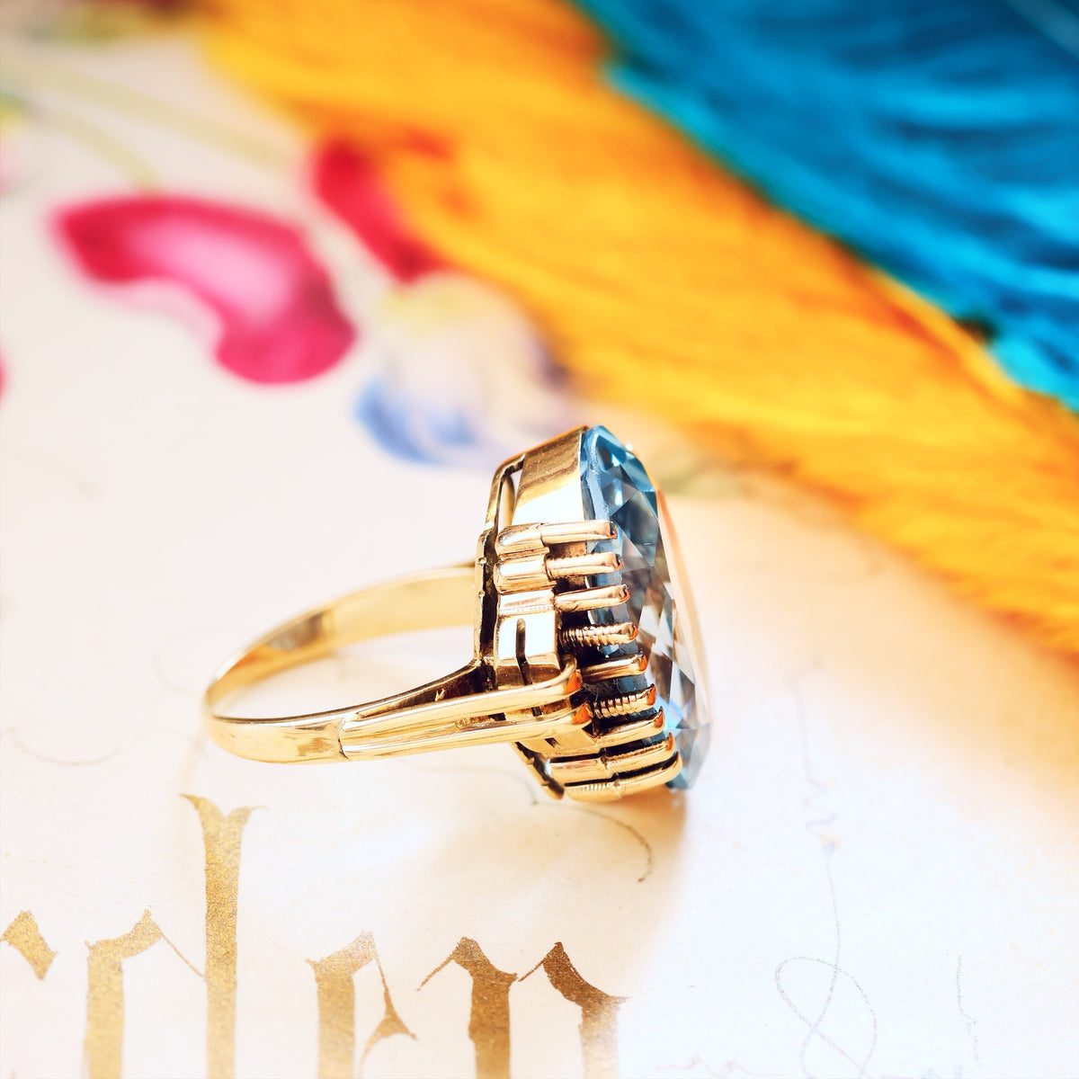 Vintage Specimen Lilac Blue Spinel Cocktail Ring