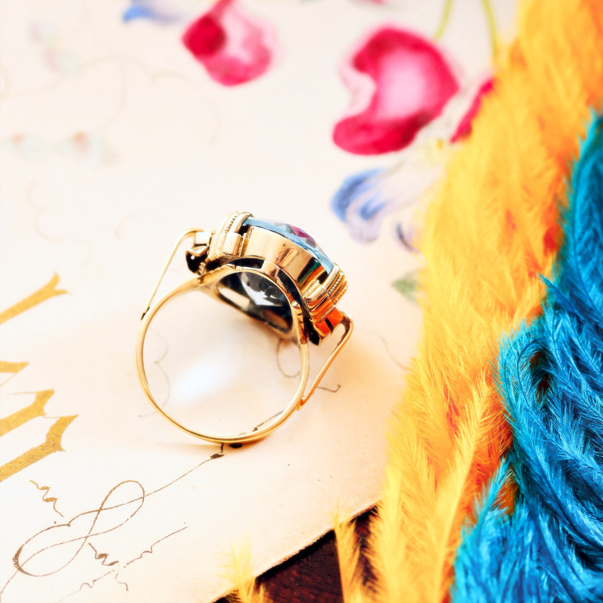 Vintage Specimen Lilac Blue Spinel Cocktail Ring