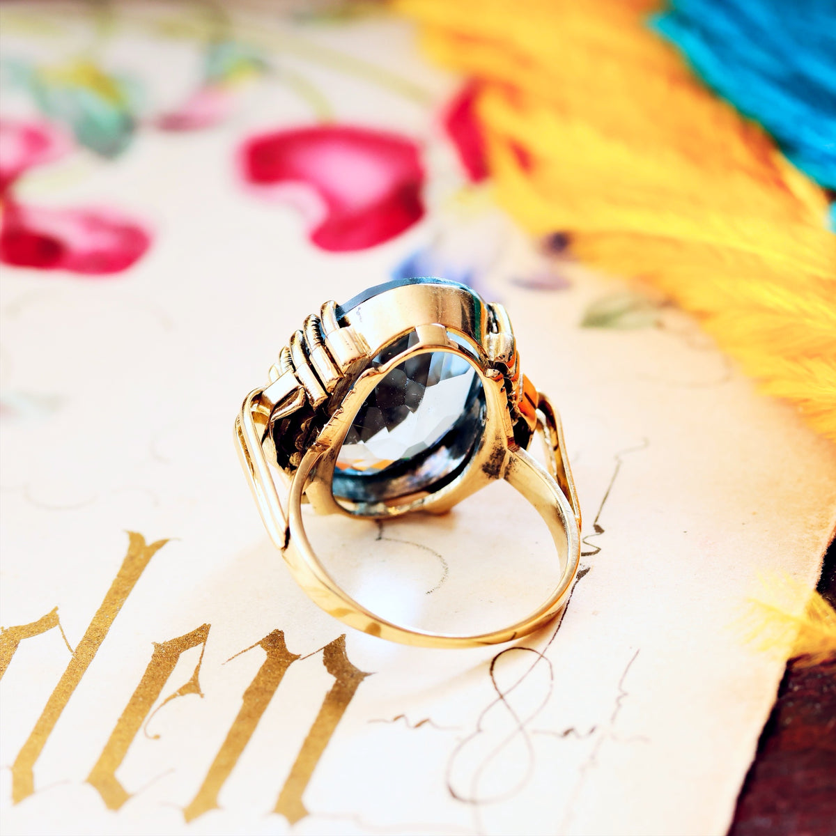 Vintage Specimen Lilac Blue Spinel Cocktail Ring