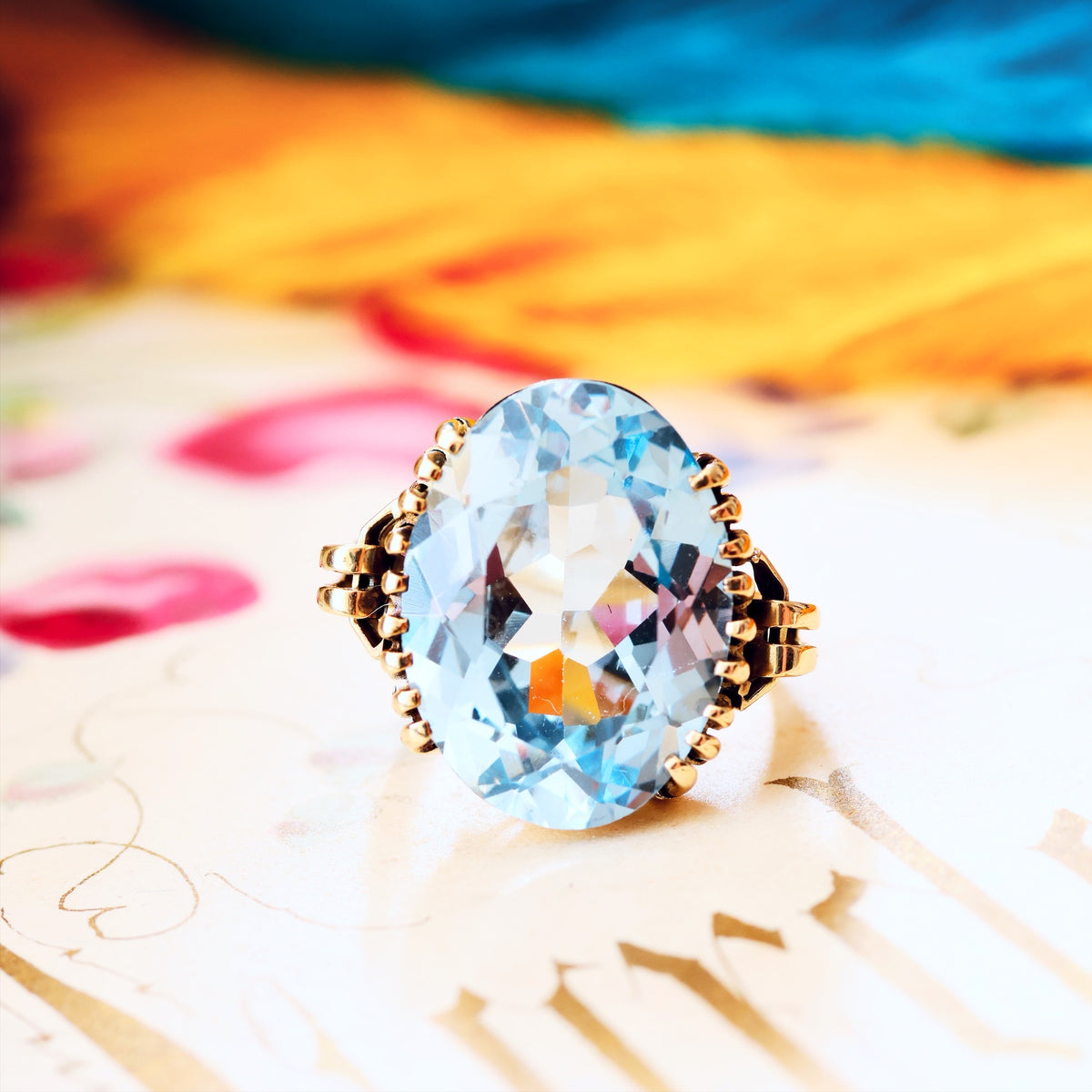 Vintage Specimen Lilac Blue Spinel Cocktail Ring