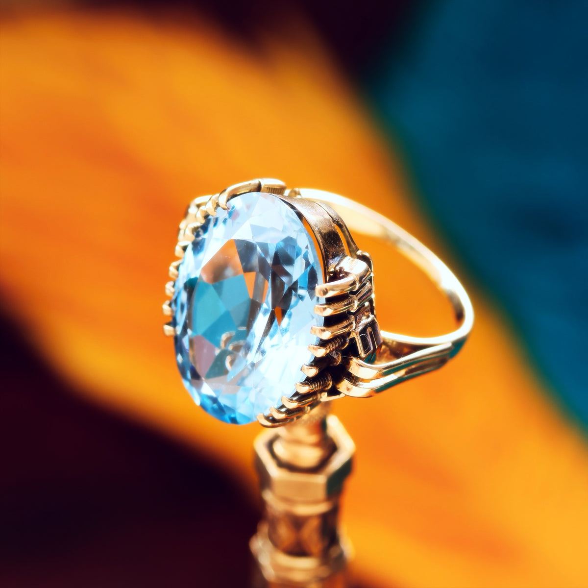 Vintage Specimen Lilac Blue Spinel Cocktail Ring
