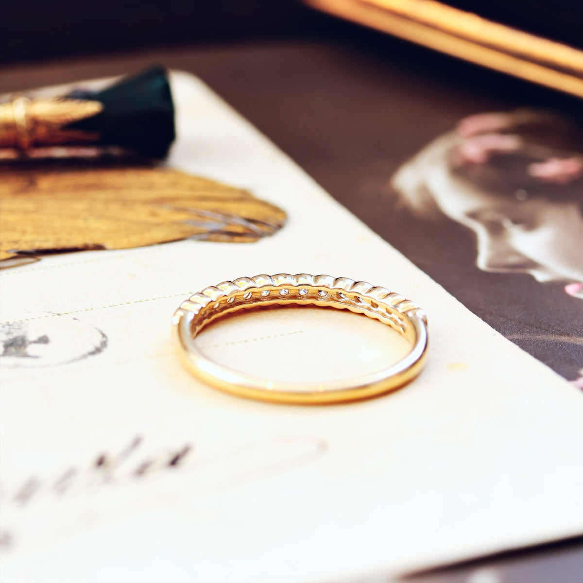 Beautiful Vintage Style Diamond Half Eternity Ring