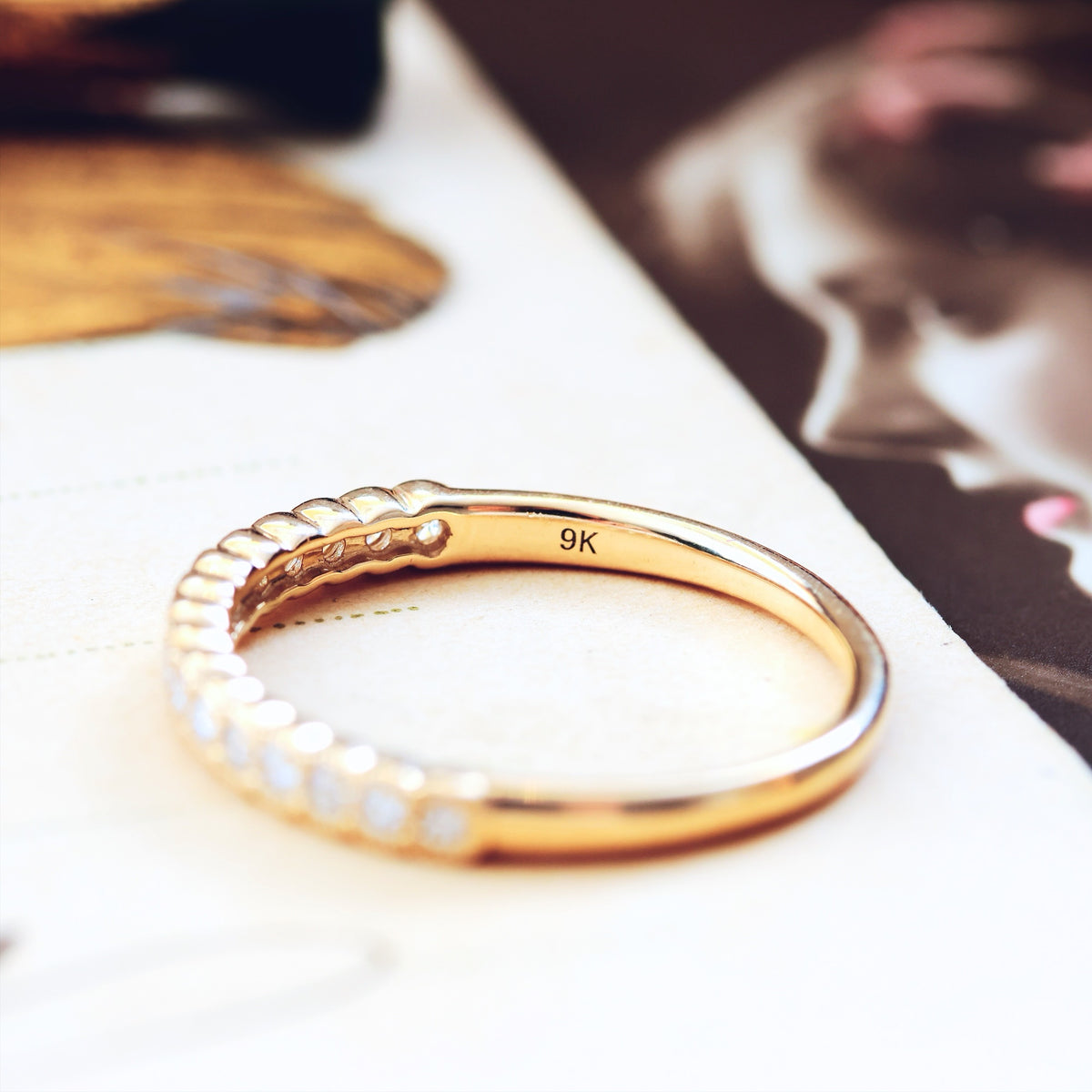 Beautiful Vintage Style Diamond Half Eternity Ring
