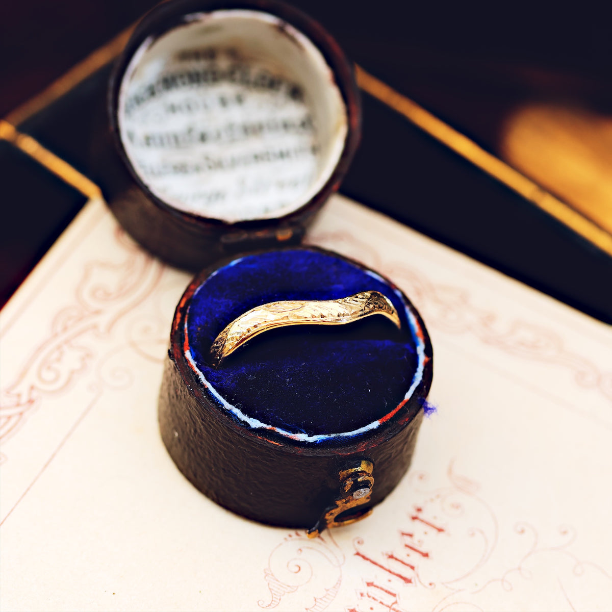 Hand Engraved 'Ferns' Wave Shaped Wedding Band