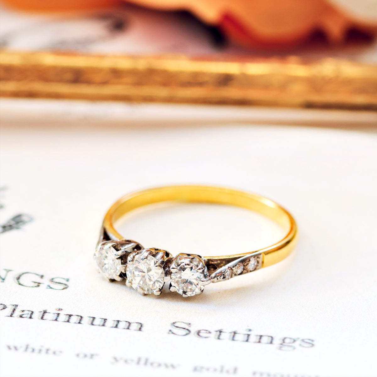 Vintage Trilogy Diamond Engagement Ring