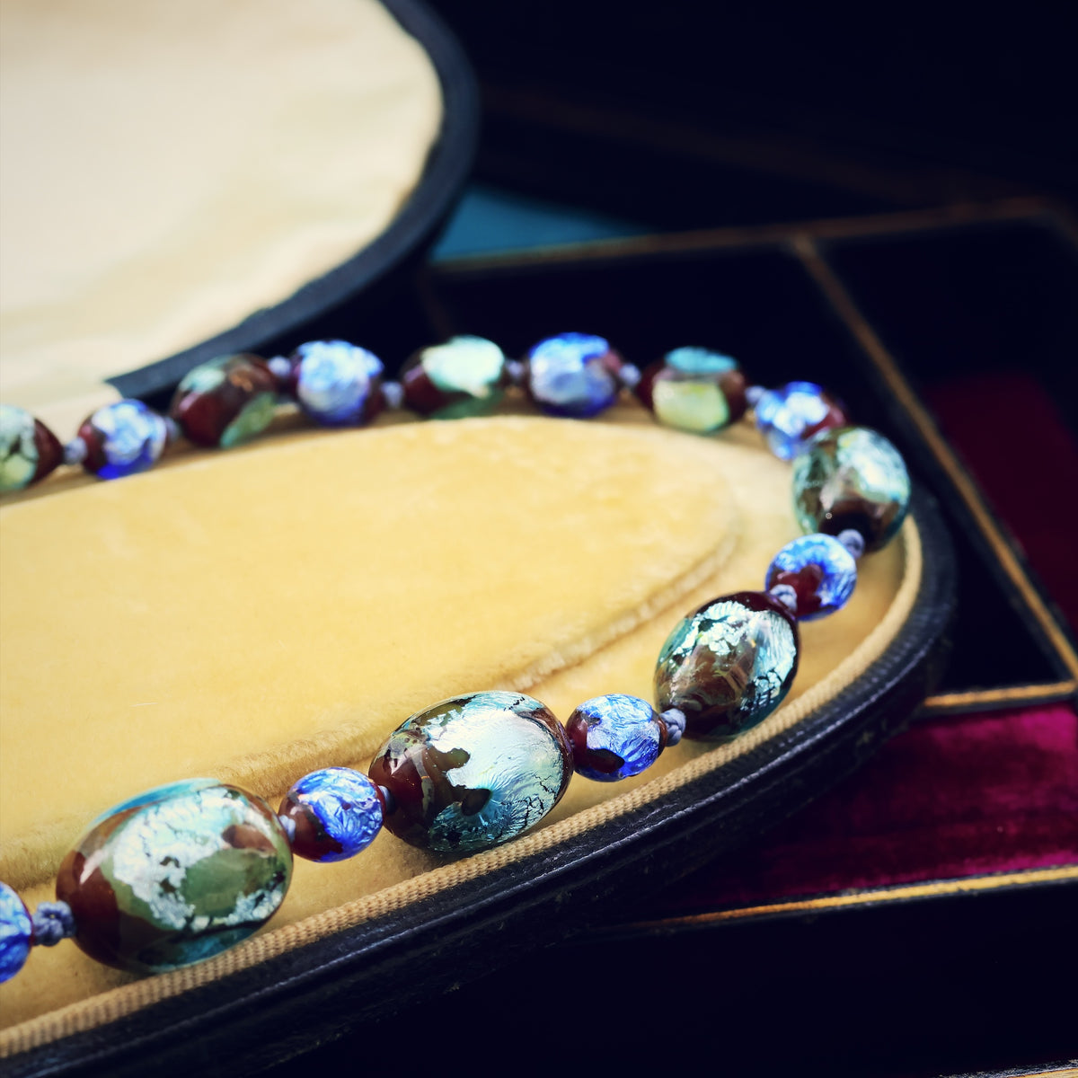 Vintage Venetian Foiled Glass Bead Necklace