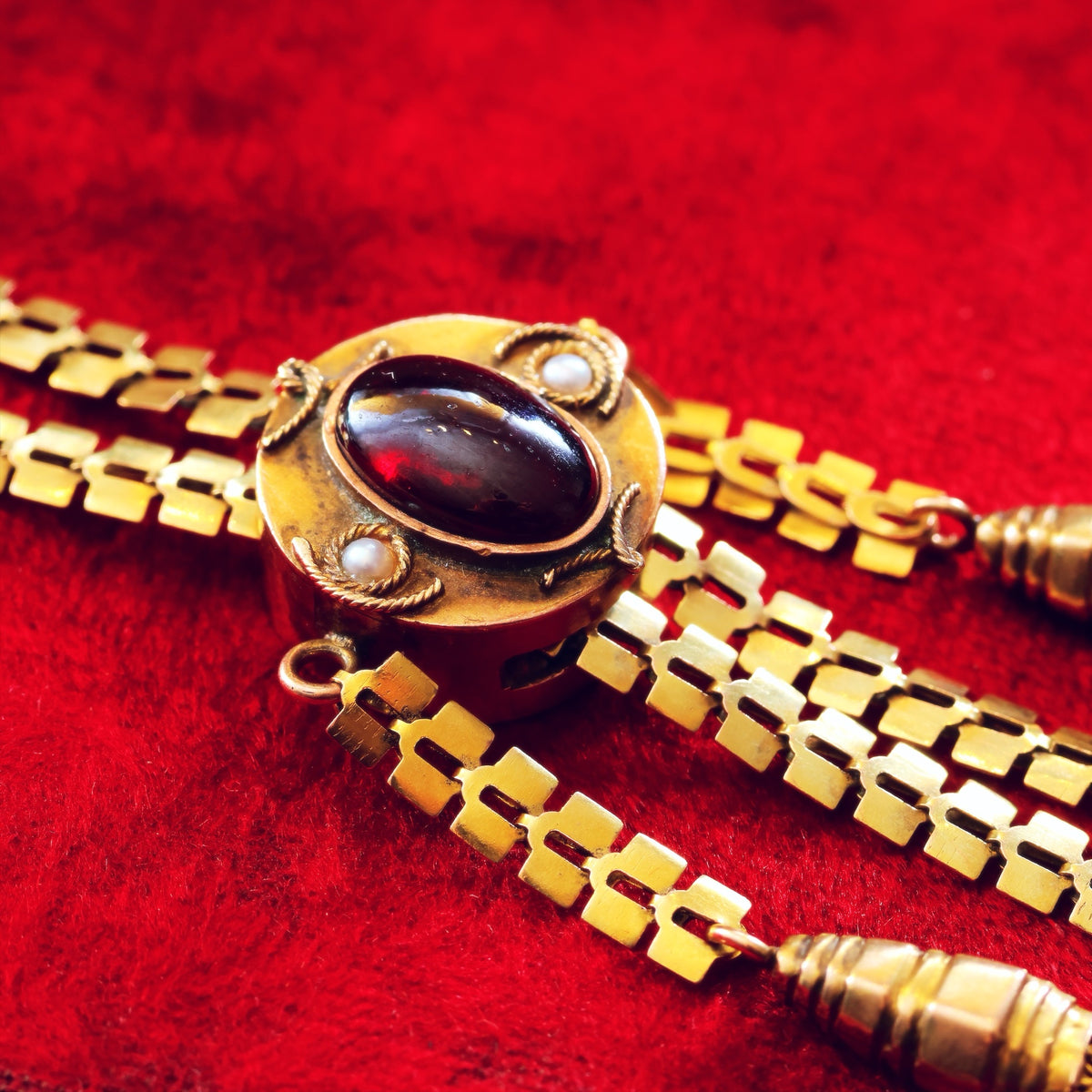 Amazing Vintage 10K Gold Slider Guard Chain