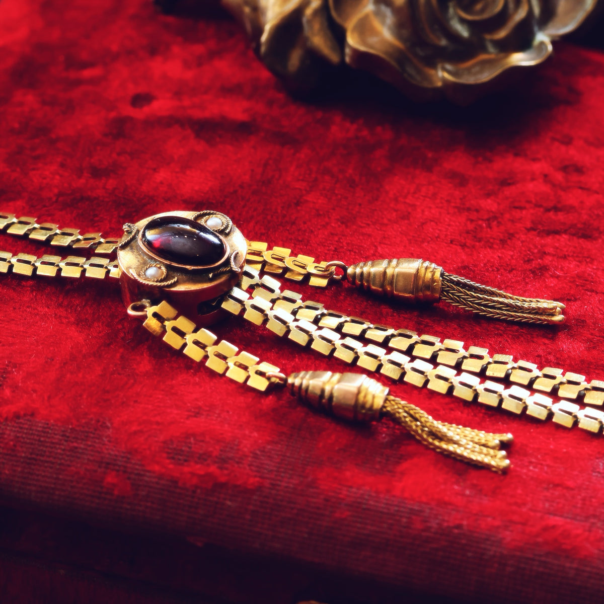 Amazing Vintage 10K Gold Slider Guard Chain