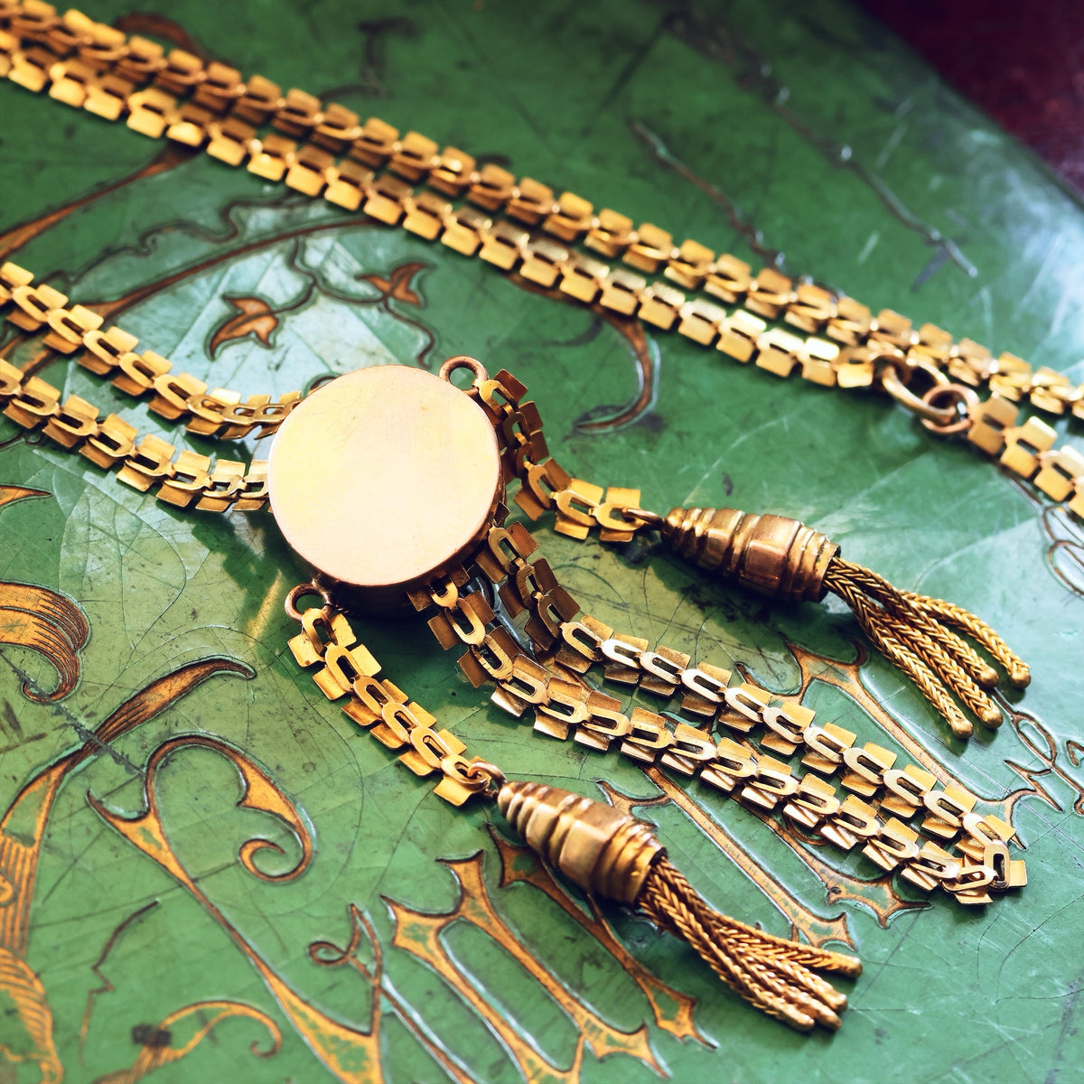 Amazing Vintage 10K Gold Slider Guard Chain