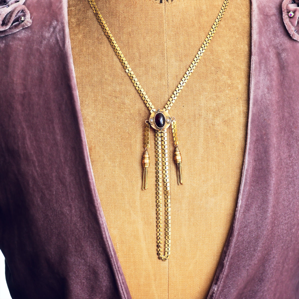 Amazing Vintage 10K Gold Slider Guard Chain
