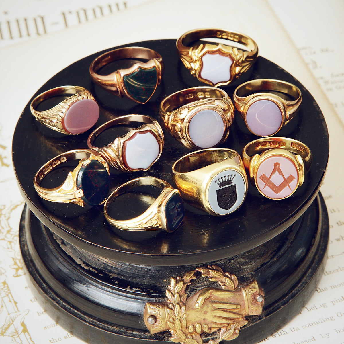 Antique Date 1887 Bloodstone Signet Ring