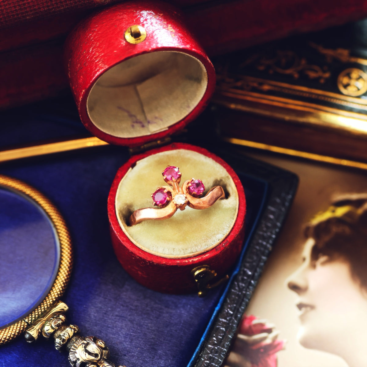 Vintage Ruby & Diamond Tiara Dress Ring