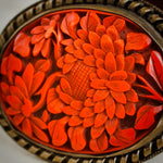 Chinese Carved Cinnabar Art Deco Brooch
