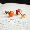 Precious Antique Cabochon Coral Stud Earrings