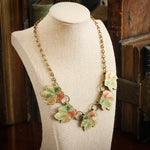 Vintage Art Deco Enamel Leaves Necklace