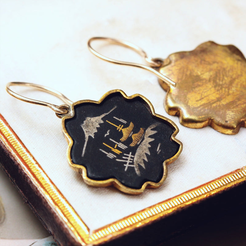 Vintage Japanese Damascene Earrings