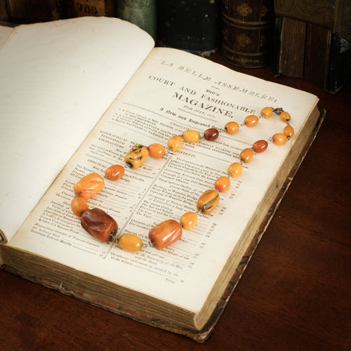 Vintage Antique Egg Yolk Baltic Amber Art Deco Necklace Beads