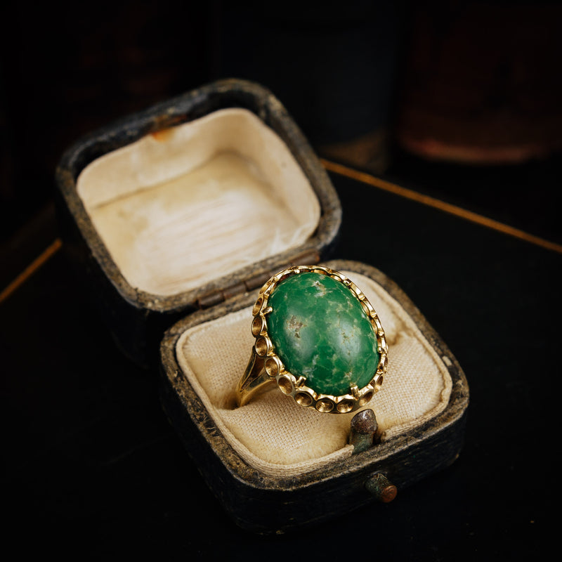 Vintage Italian Green Marble Dress Ring