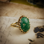 Vintage Italian 14ct Gold and Green Marble Ring