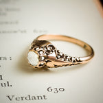 Phenomenally Pretty Antique Edwardian Period Rose Gold Filigree Diamond Ring