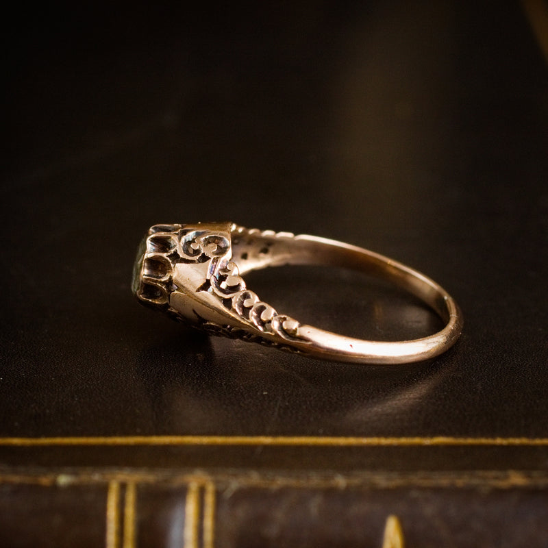 Phenomenally Pretty Edwardian Period Rose Gold Filigree Diamond Ring