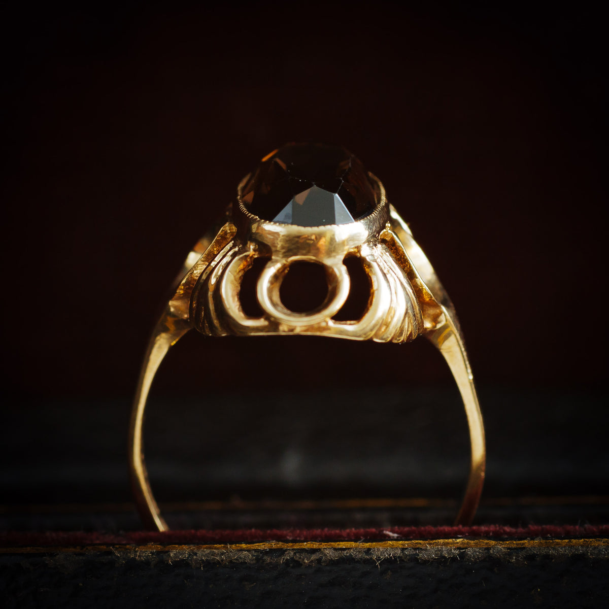Showy Vintage Date 1972 Smoky Quartz Dress Ring