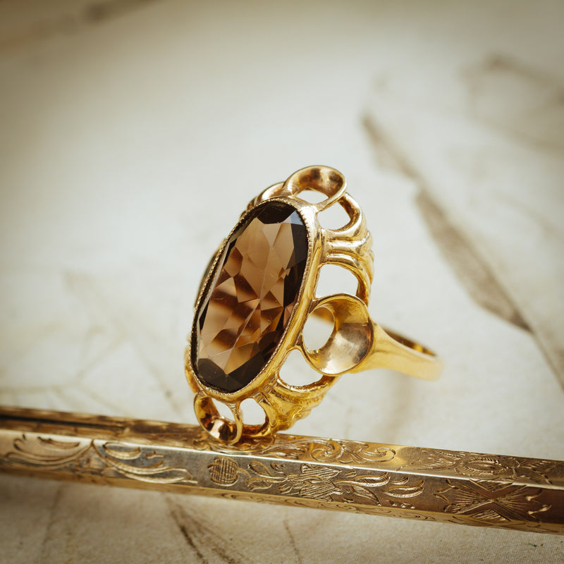 Vintage 1970's Smokey Quartz Dress Ring