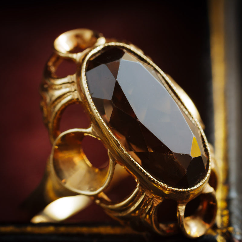Vintage 1970's Smokey Quartz Dress Ring