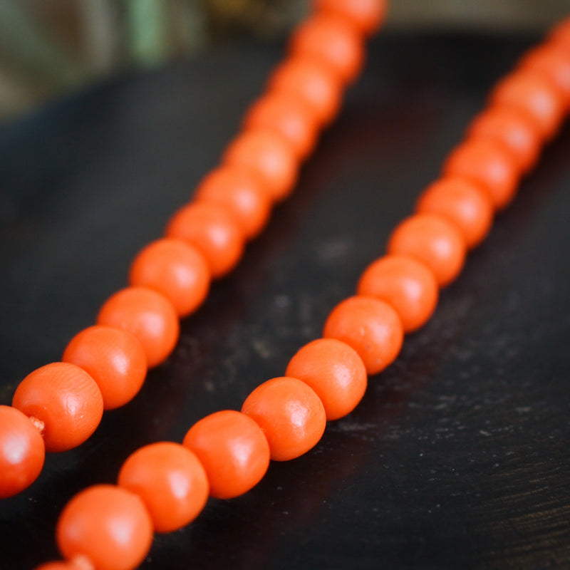 Antique Georgian Natural Deep Orange Coral Bead Necklace