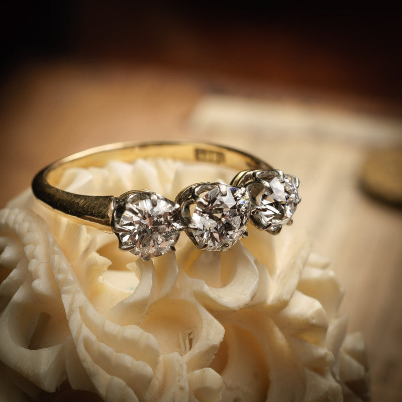 Antique Vintage Trilogy Diamond Engagement Ring