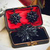 Matching Victorian French Jet Star Earrings and Brooch