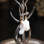 Natural Freshwater Wing Pearl and Diamond Earrings