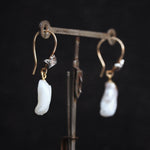 Natural Freshwater Wing Pearl and Diamond Earrings