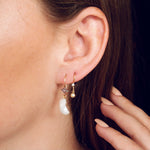 Natural Freshwater Wing Pearl and Diamond Earrings