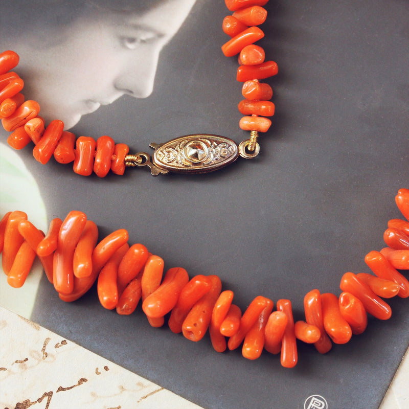 Vintage Branch Red Coral Necklace from Italy | Eredi Jovon Venice
