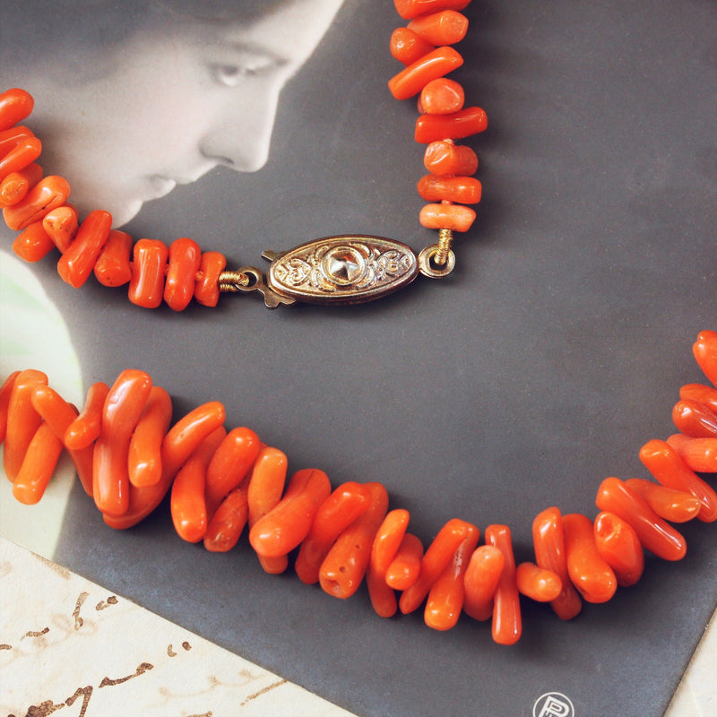 Vintage 1950 s Branch Coral Necklace Fetheray