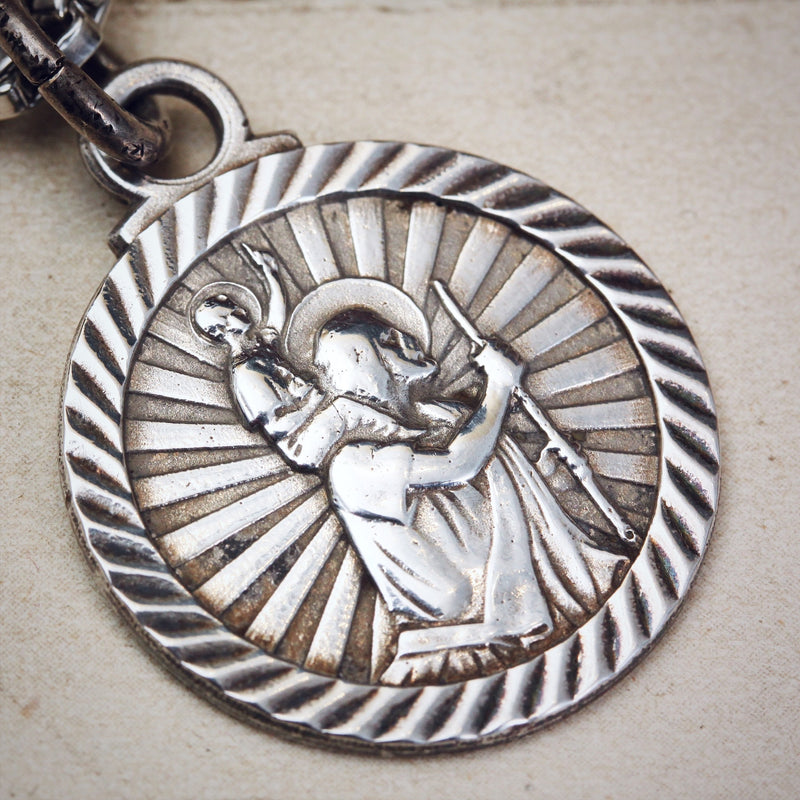 Vintage 1970's Silver St Christopher & Chain