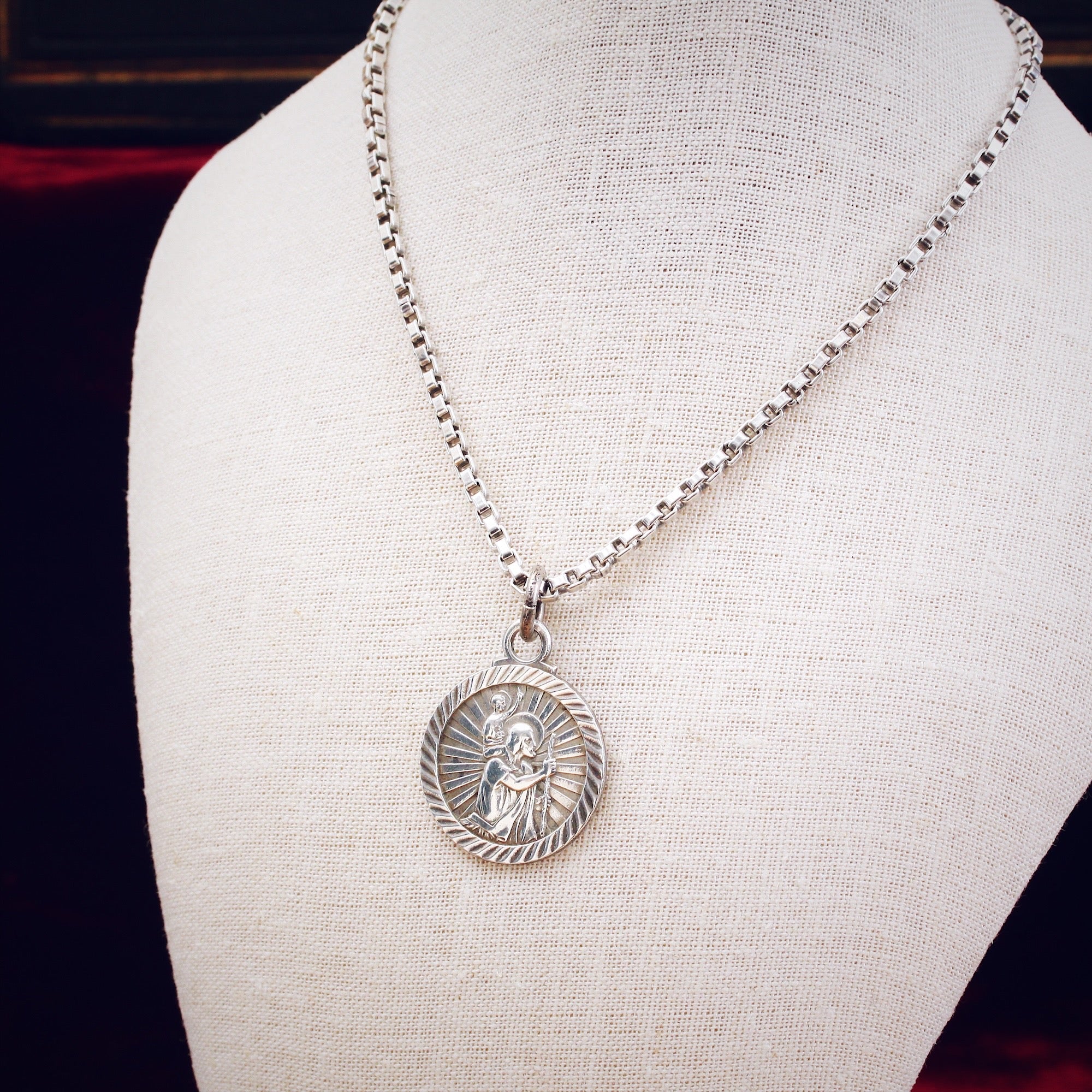 Blue enamel Sterling Silver Saint Christopher Medal — WE ARE ALL SMITH