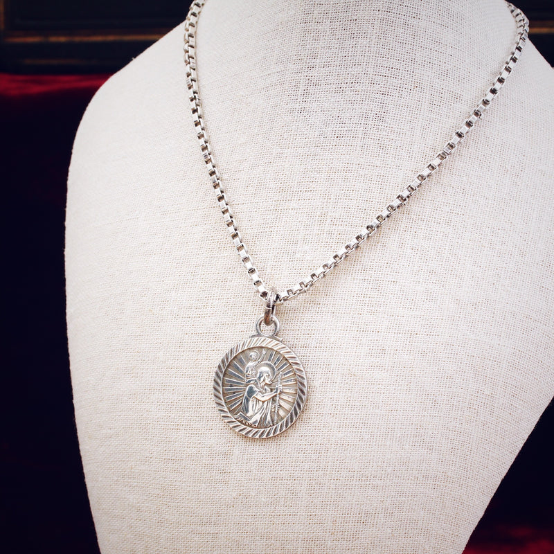 St. Christopher Necklace with Continuous Cable Chain in Sterling Silve –  Ron George Jewelers