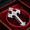 Antique Gothic Revival Silver Cross Brooch
