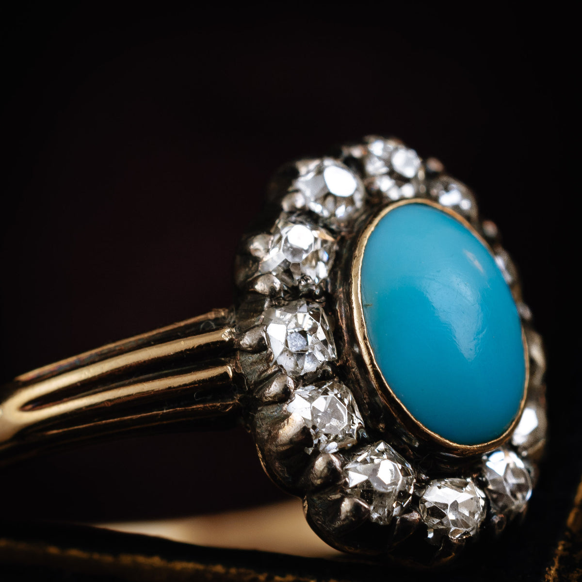 Enchanting and Rare Early Victorian Turquoise and Diamond Ring
